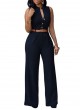 Belted Front Button Up Jumpsuit 
